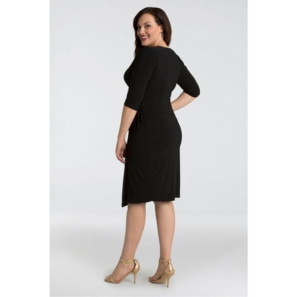 Kiyonna Black Dress Faux Wrap LBD 1X Vixen Style Laced on Side Slimming Packable - Picture 3 of 7